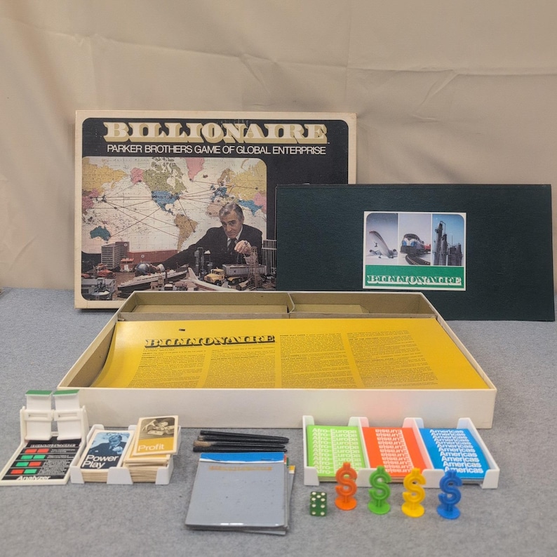 Vintage 1973 Billionaire Parker Brothers Game of Global Enterprise Complete image 1