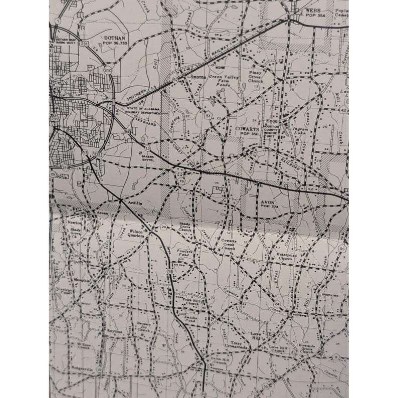 1978 Houston County Alabama Highway Map Vintage Dothan Ardilla Avon 25" x 18" image 4