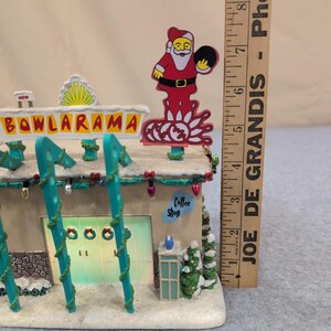 Barneys Bowlarama Lighted Christmas Village Building Retro Bowling Alley Decor image 8