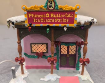 The Simpsons Christmas Village Phineas Q Butterfat Ice Cream Parlor Lighted Hous