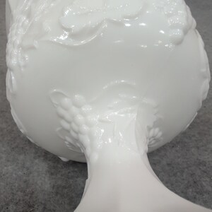 Vintage White Milk Glass Harvest Grape Pedestal Goblet Scalloped Rim image 8