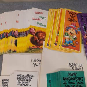 Vintage Style Humorous Greeting Cards Lot 100+ Bulk Variety Birthdays Envelopes image 2