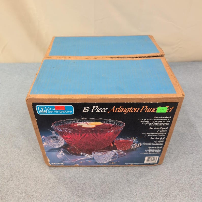 Anchor Hocking Arlington 18 Piece Punch Set Clear Glass Service for 8 300/279C image 3
