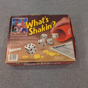 Vintage 1996 Yahtzee Milton Bradley Classic Dice Game 950 Red Shaker Cup image 5