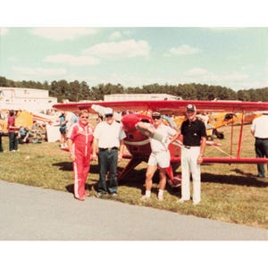 Vtg 1984 Red Biplane Airshow Original Color Photo Kodak image 1