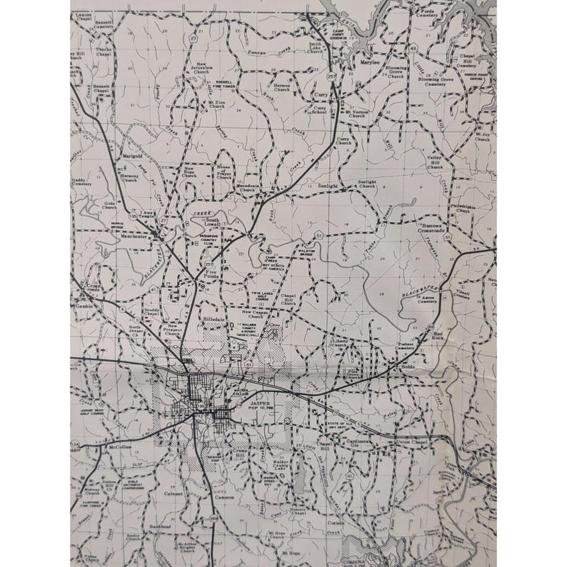 Vintage 1979 Walker County Alabama Highway Map 28" x 18" Jasper Parrish image 4