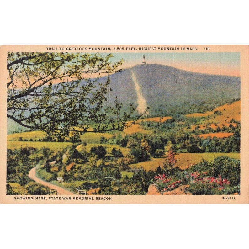 Vykort av linne, Mount Greylock, Massachusetts, krigsminnesmärke, 11P bild 1