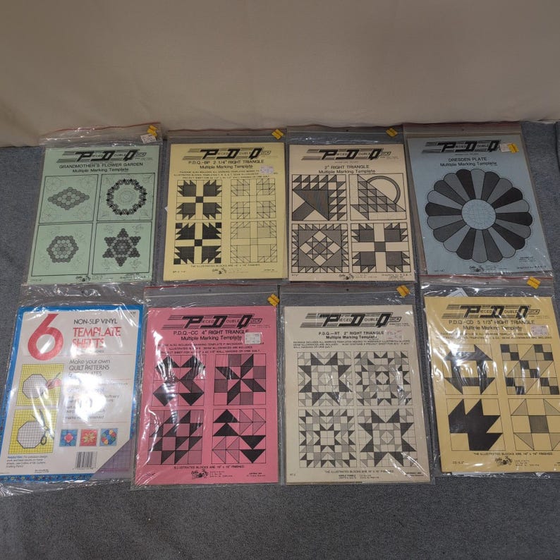 8pc Vintage PDQ Nimble Thimble Quilting Marking Templates Dresden Flower Garden image 1