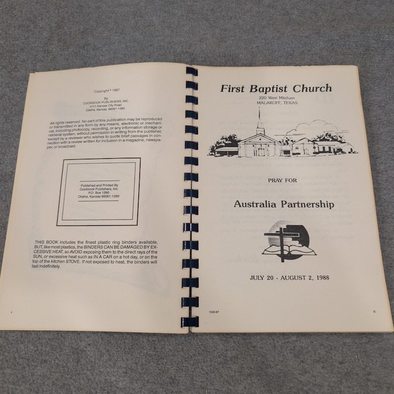 Favorite Recipes First Baptist Church Malakoff Texas Vintage 1987 Cookbook image 2
