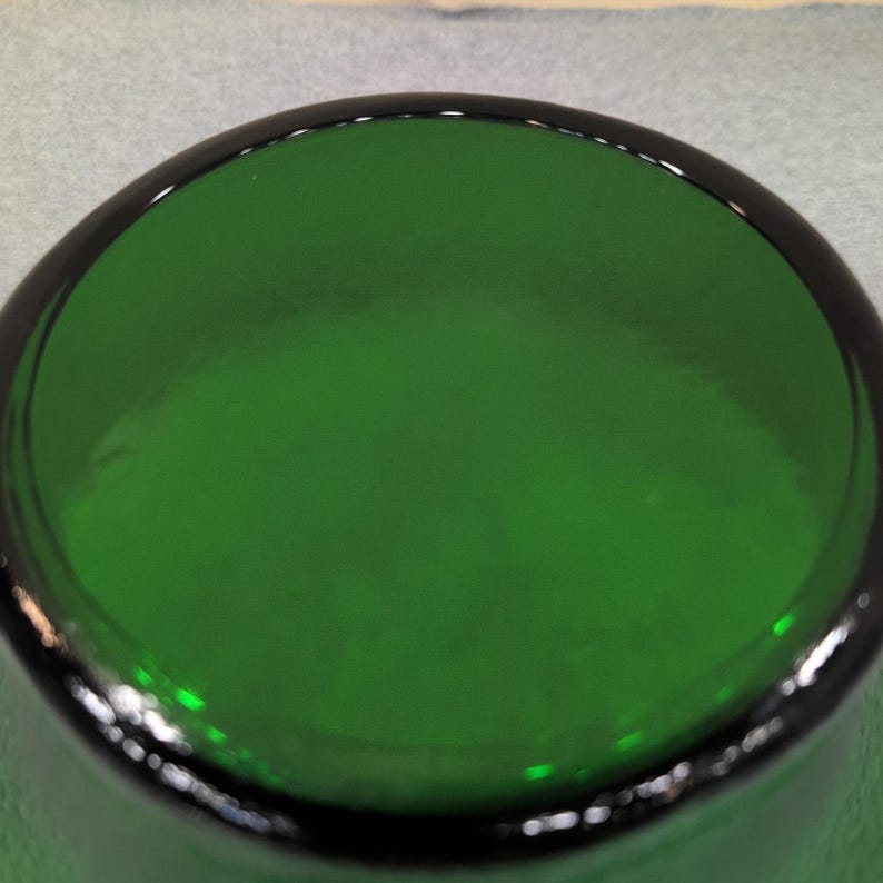 Vintage Emerald Green Crinkle Glass Scalloped Rim Decorative Bowl Centerpiece image 7