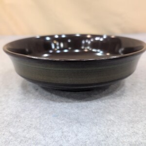 Franciscan Brown Glazed Ceramic Bowl with Green Band Mid Century Modern image 2