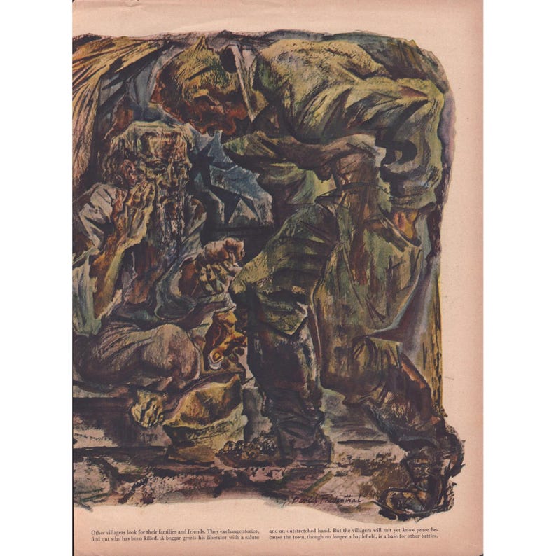 Vintage David Fredenthal War Art Yugoslavia Liberation Magazine Article 1940s image 5
