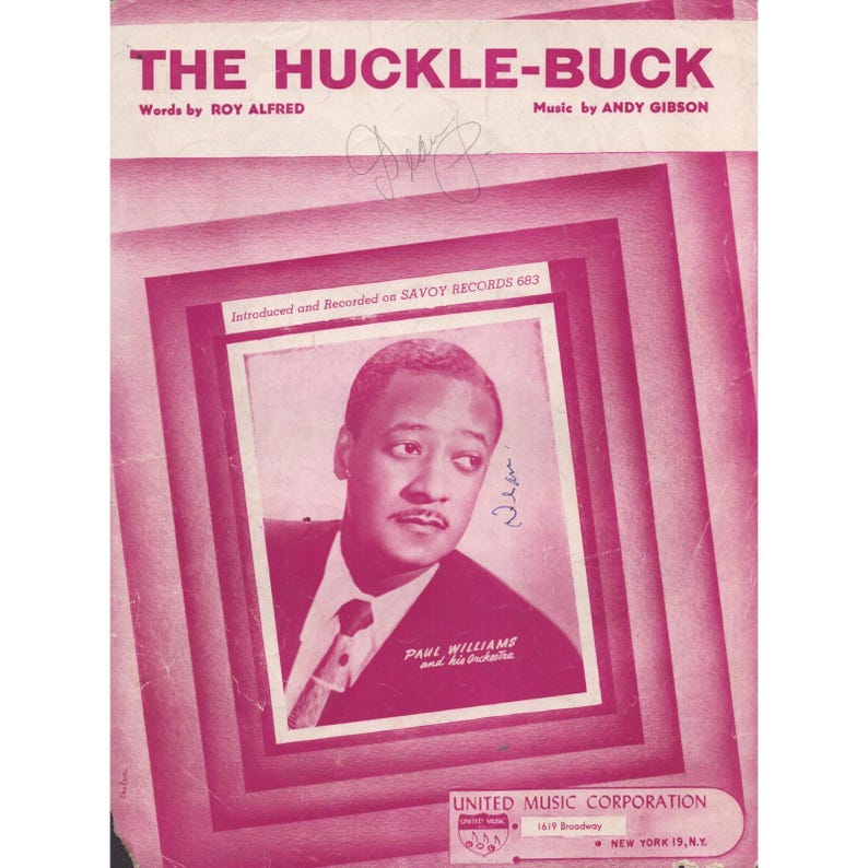 Vintage The Huckle-Buck Sheet Music Paul Williams Savoy Records 1949 Jazz R&B image 1