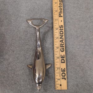 Vintage Silber Delphin Flaschenöffner Metall Nautical Barware Zubehör Bild 6
