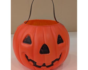 VTG AJ Benzi Halloween Trick or Treat Pumpkin Bucket Blow Mold Witch Decor 800