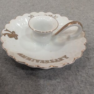 Lefton China 50th Anniversary Porcelain Chamberstick Candle Holder Gold Gilt6941 image 3