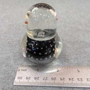 Kreiss Glass Figurine Bubble Bird Paperweight Red Eyes Black Body Handcrafted image 3