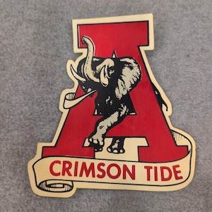 Alabama Crimson Tide Vintage Big Al Elephant Mascot Magnet Red White Logo image 1