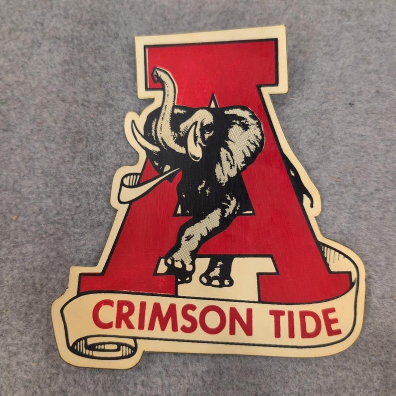 Alabama Crimson Tide Vintage Big Al Elephant Mascot Magnet Red White Logo image 1