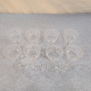 Vintage Etched Lace Crystal Wine Glasses Set of 8 Clear Stemmed Goblets image 6