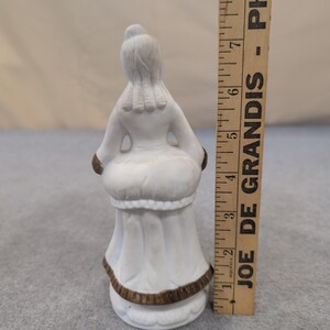 Vintage Porcelain Colonial Woman Figurine White Brown Floral Hand Painted Decor image 2