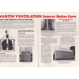 Folleto publicitario antiguo de Martin Steel Products Corp. sobre los crisoles Corn-Saver en Ohio. imagen 3