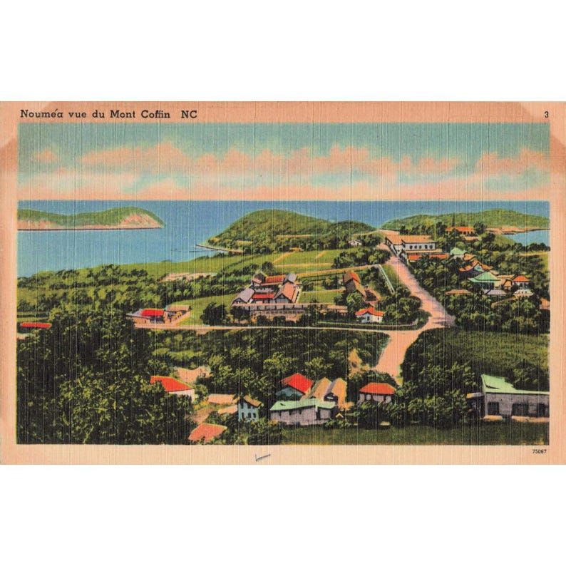 Noumea Vue Du Mont Coffyn Vintage 1940's Postcard NC New Caledonia Scenic View image 1