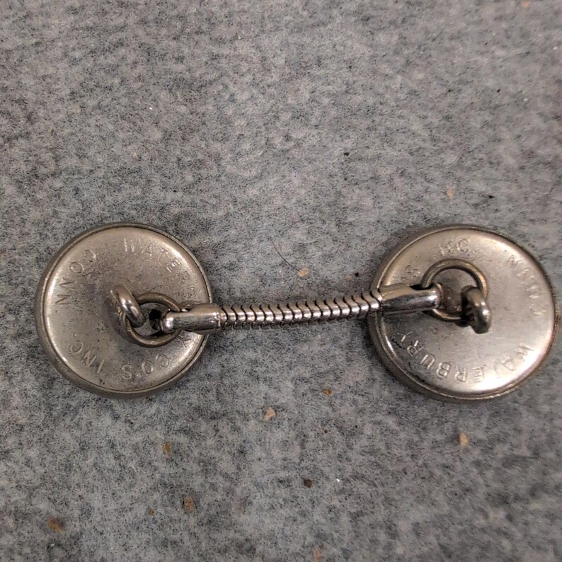 Vintage Waterbury Co. Inc Conn Silver Tone Ribbed Circular Collar Bar/Chain Link image 2