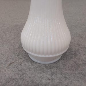Vintage White Milk Glass Ribbed Bud Vase with Ruffled Rim image 3