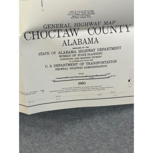 VTG 1980 General Highway Map Choctaw County Alabama 28" x 18" Butler Gilbertown image 2