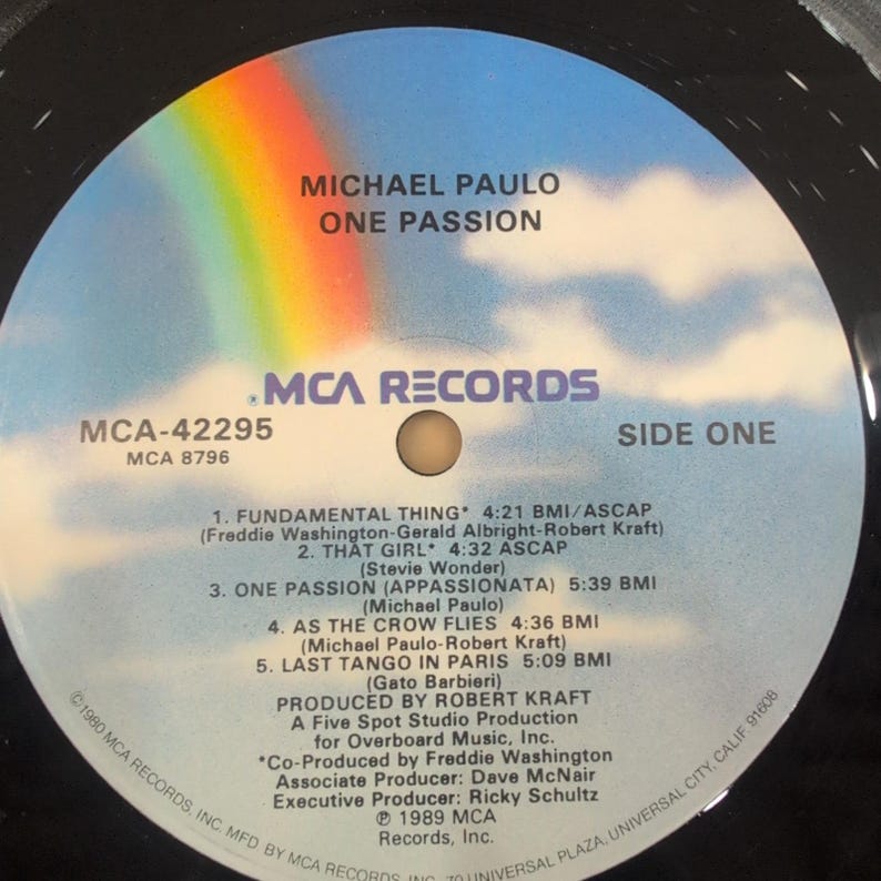 Michael Paulo One Passion Vinyl LP Album MCA-42295 Smooth Jazz 1989 MCA Records image 4