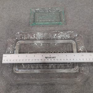 Tiara Indiana Glass Last Supper Bread Tray and Trinket Dish Set Clear Green image 5