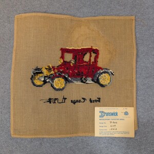 Brunswick Needlepoint 1917 Ford Coupe T Finished Wool Canvas P-946 Handmade image 5
