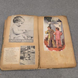 Álbum de recortes vintage hecho a mano con ilustraciones de mediados de siglo y artículos infantiles efímeros imagen 3