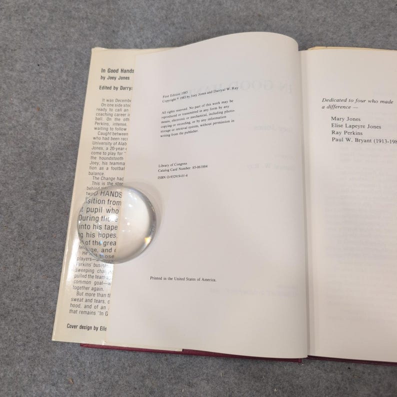 In Good Hands Joey Jones Alabama Football Bear Bryant First Edition 1985 Book image 3