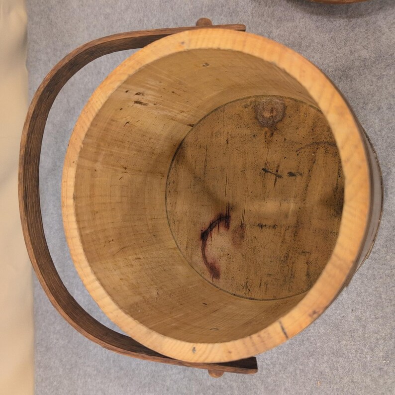Vintage Firkin Style Wooden Shoe Shine Bucket with Footrest and German Brush image 4