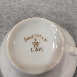 Bond Ware L&M Vintage Porcelain Teacups Pink Rose Floral Gold Rim Set of 2 image 6