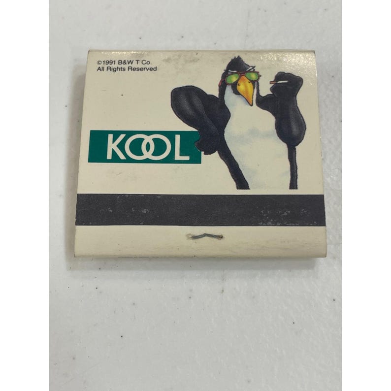 Vintage 1991 Kool Cigarettes Penguin Matchbook Collectible Advertising image 1