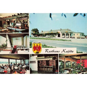 Rasthaus Kajute Bruckneudorf Österrike Vintage Multi-view vykort Burgenland VG bild 1