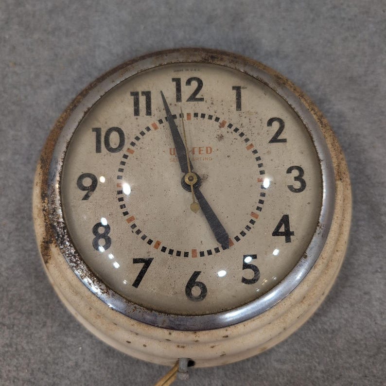 Vintage United Clock Corp Model 46 Electric Wall Clock Brooklyn NY Made in USA image 1