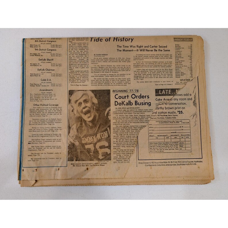 Jimmy Carter Wins! 1976 Atlanta Journal Newspaper Nov 3 Blue Streak Final Ed. image 2