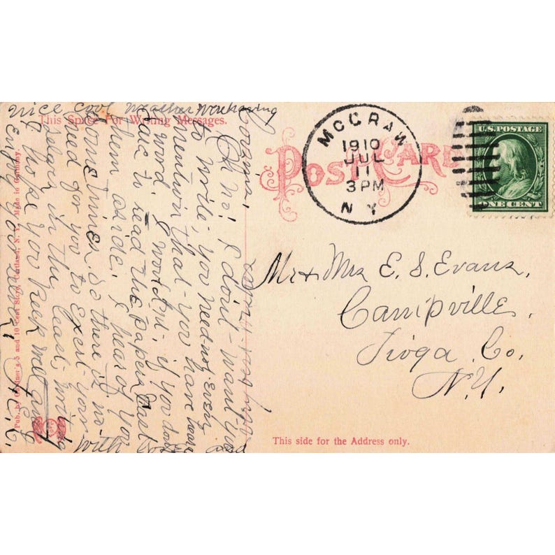 Vintage 1910 Little York Park NY Postcard Dock and Landing McGraw Postmark VG- image 2