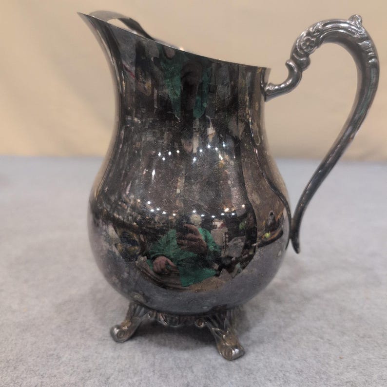 F.B. Rogers Silver Co 3707 Silver Plated Footed Water Pitcher with Ice Guard image 1