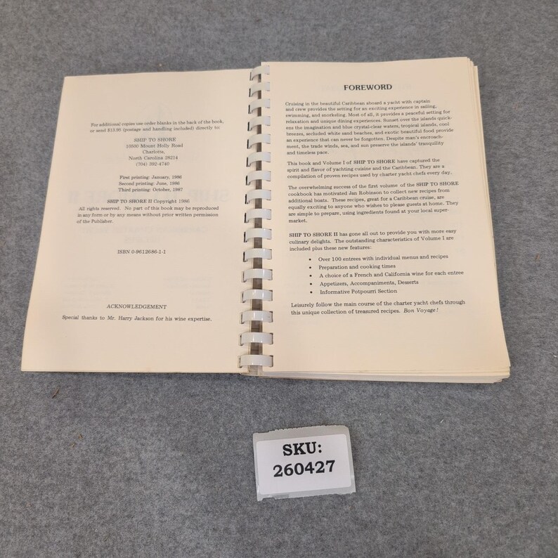 Ship to Shore II Caribbean Charter Yacht Recipes Cookbook Jan Robinson 1987 VG immagine 3