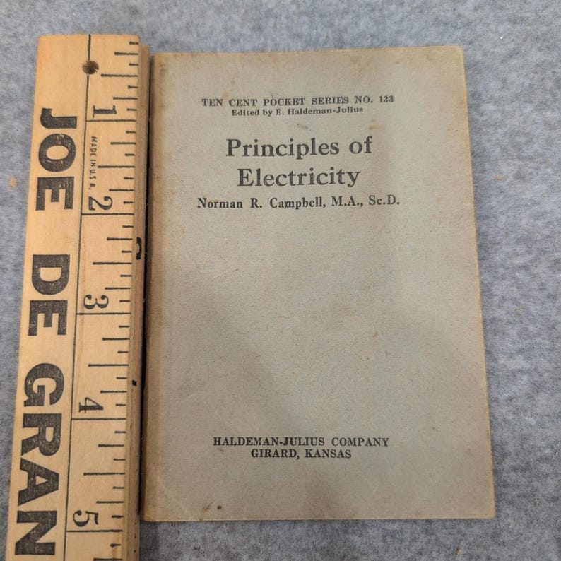 Principles of Electricity Norman R Campbell Haldeman-Julius Pocket Series No 133 image 1