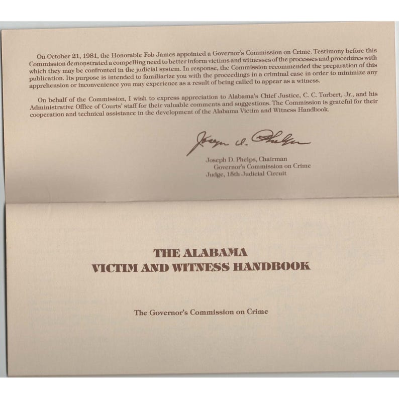 Manuel des victimes et des témoins de l'Alabama (édition ancienne), Commission du gouverneur sur la criminalité image 2