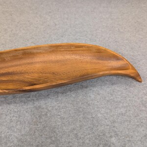 Philcraft Monkey Pod Wood Leaf Tray Hand Carved Philippines Brown image 3