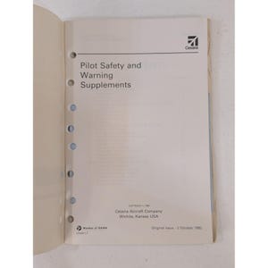 Cessna Pilot Safety and Warning Supplements Manual 1985 Aviation Book image 2