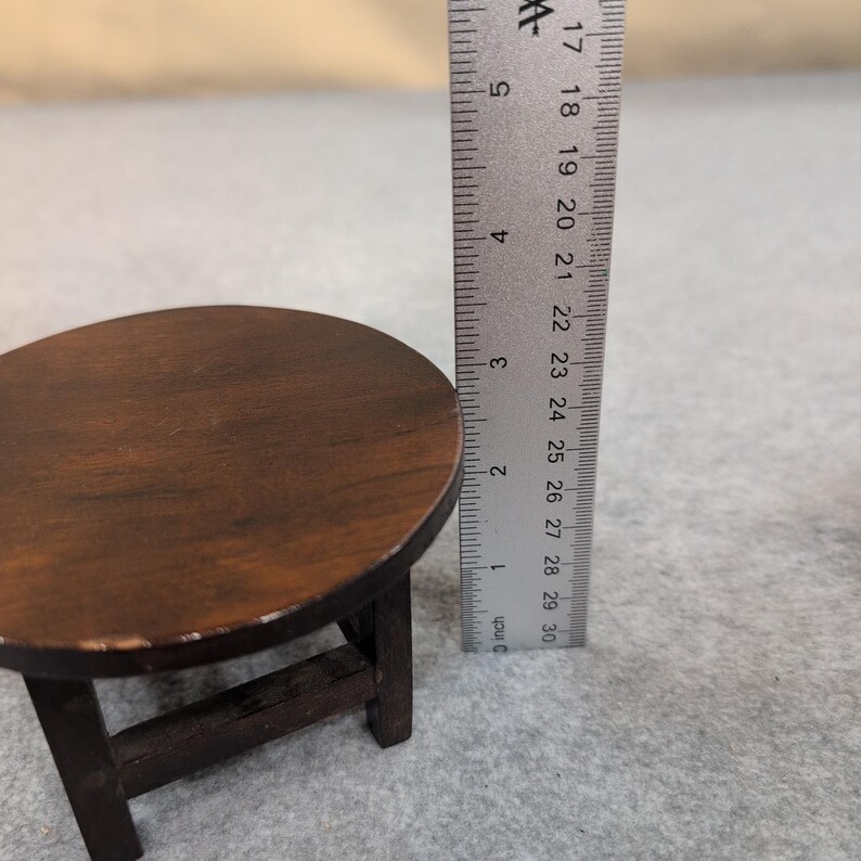Miniature Dark Wood Round Table Dollhouse Furniture Accessory Decor image 5
