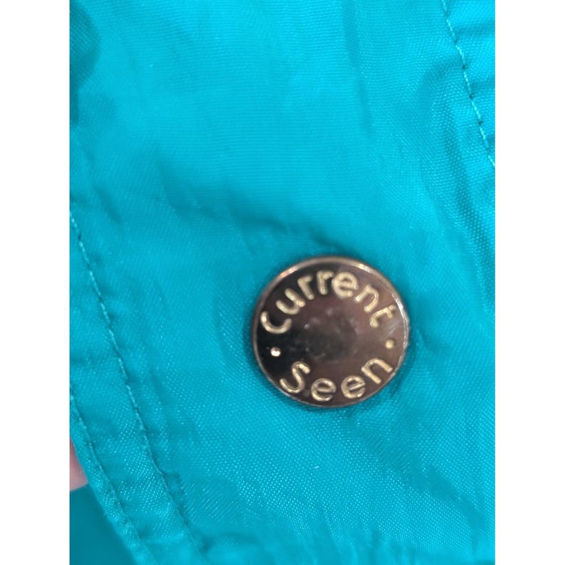 CURRENT SEEN Women's Vintage Windbreaker Jacket M Blue Snap Front Plaid Lining image 6